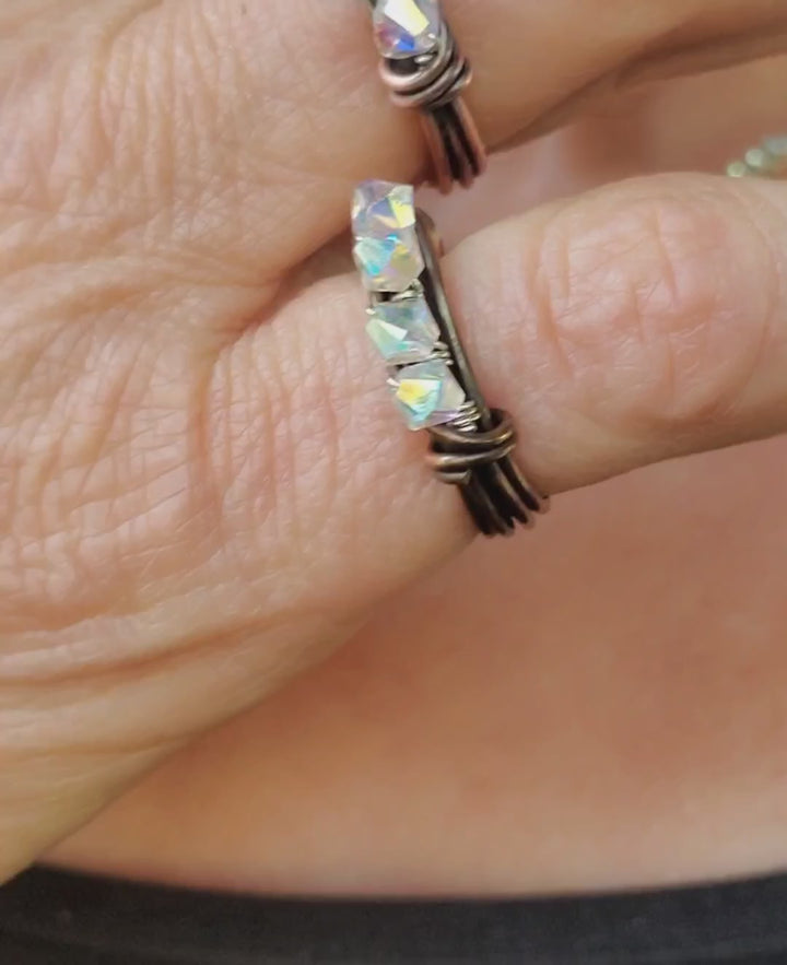 Copper Multi Wire Wrapped Super Sparkly Bling Ring