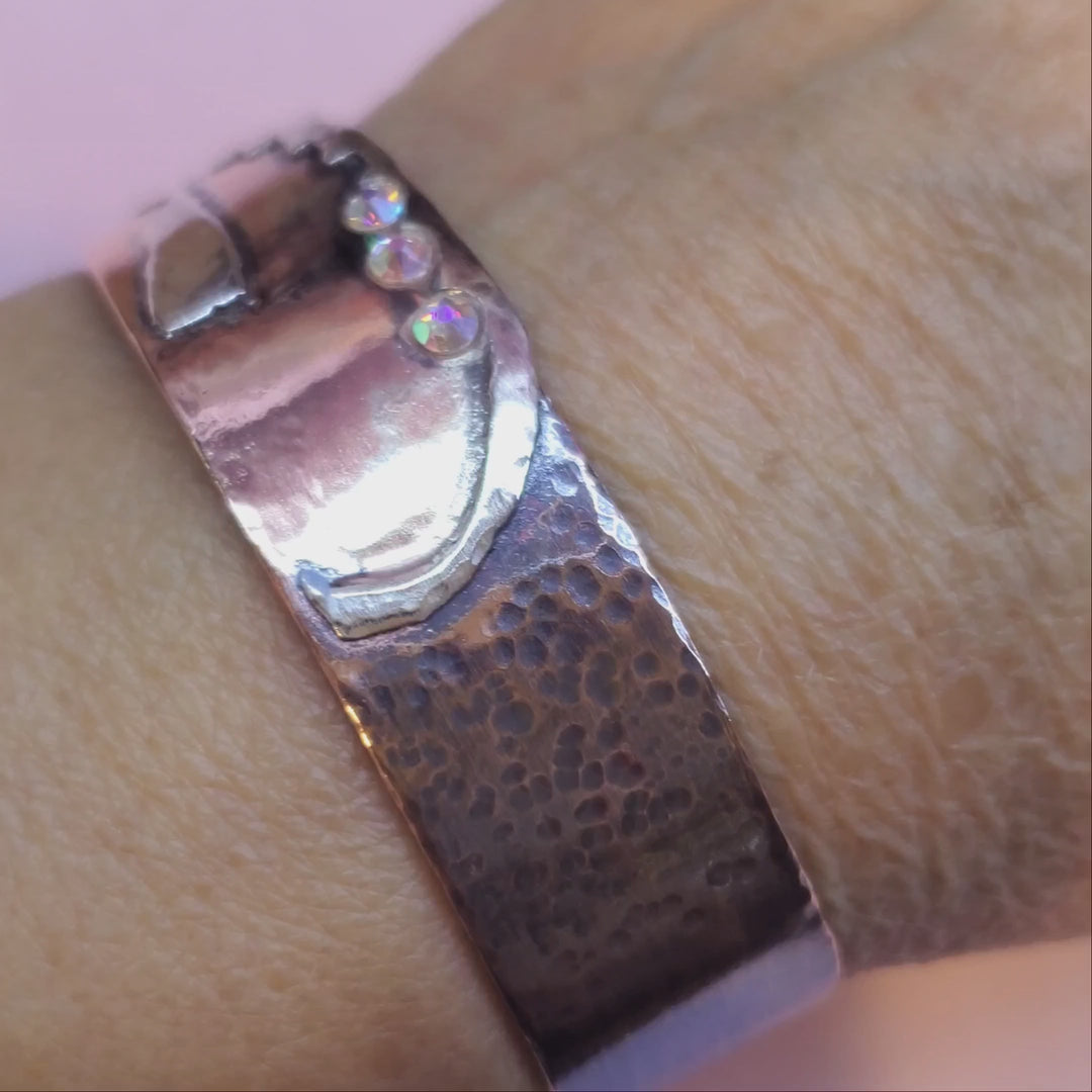 Copper Sculpted Angel Wing Frame Cuff Bracelet