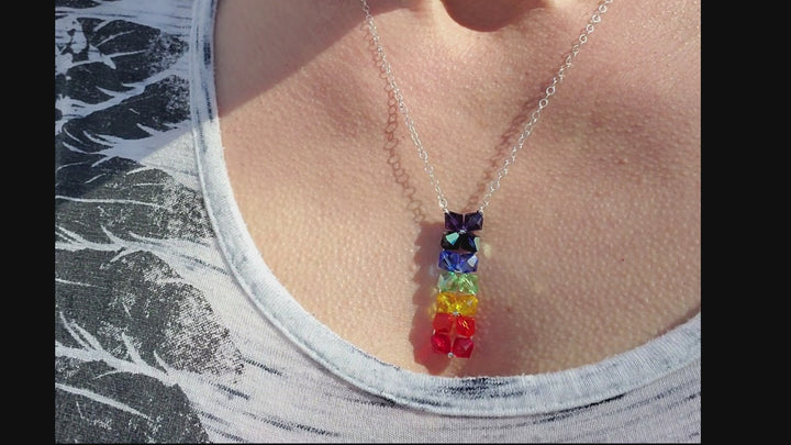 Handmade True Rainbow Crystal Rock Candy Necklace