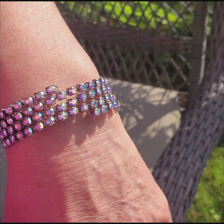 Swarovski Crystal Sterling Silver Wire Wrap Flex Cuff