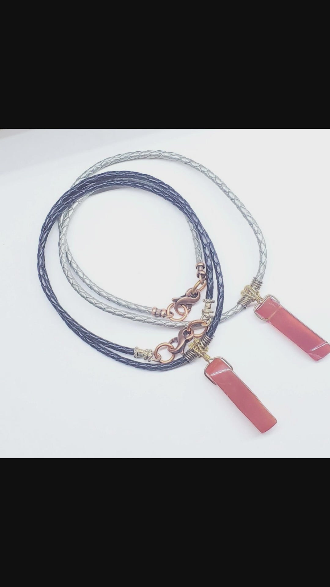 Handmade Wire Wrapped Rustic Raw Cut Red Agate Stick Bolo Leather Necklaces