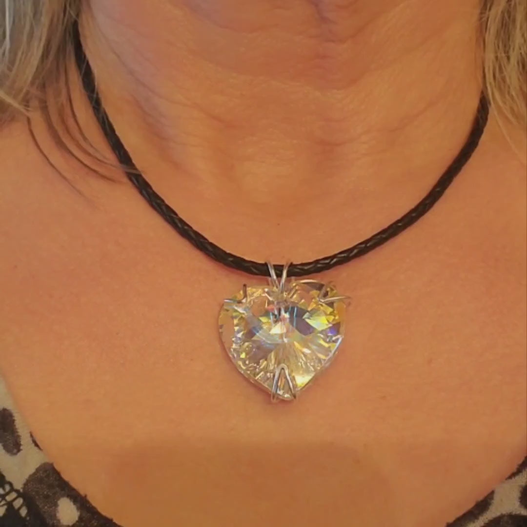 Be My Valentine Silver Set Crystal Heart Choker