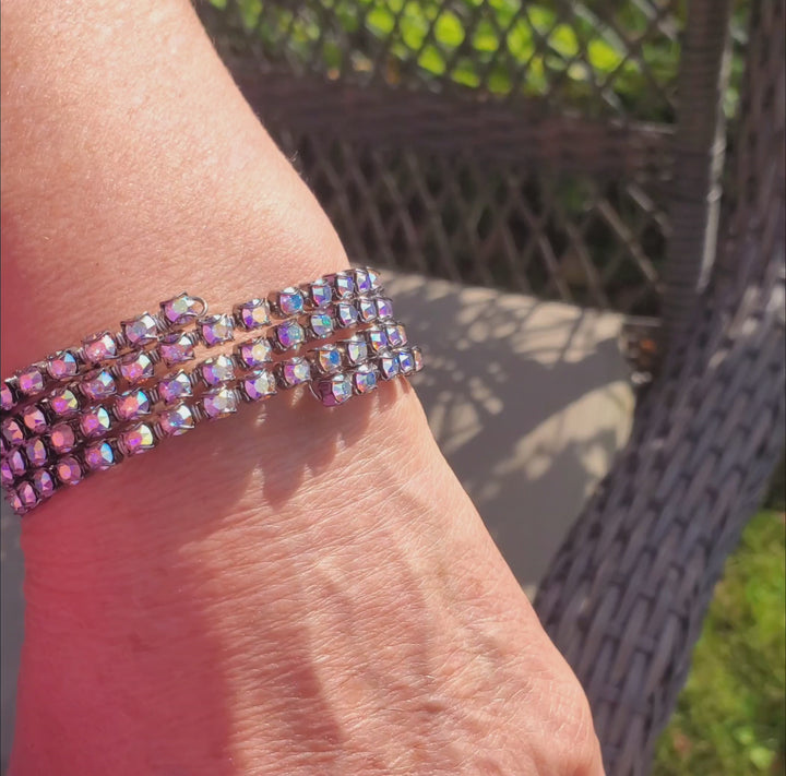 Swarovski Crystal Sterling Silver Wire Wrap Flex Cuff