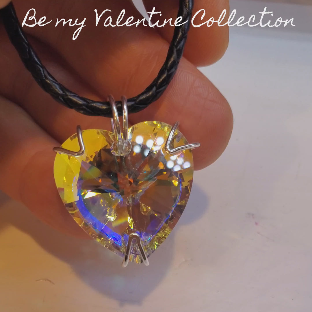 Be My Valentine Silver Set Crystal Heart Choker