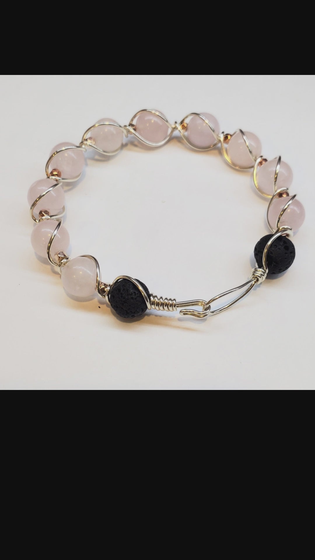 Sterling Silver Spiral Twist Wrap Gemstone Lava Rock Bangle Bracelet