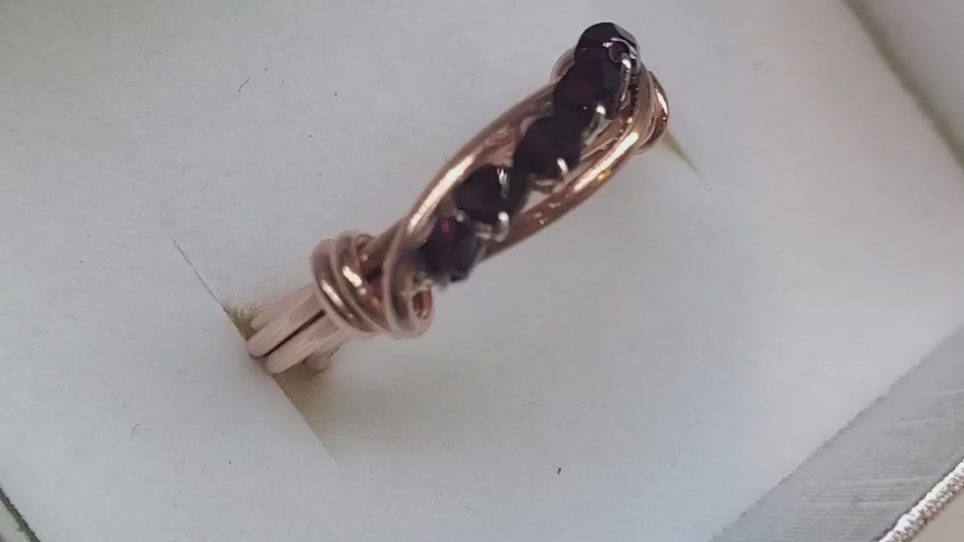 Wire Wrapped Copper Crystal Birthstone Bling Ring