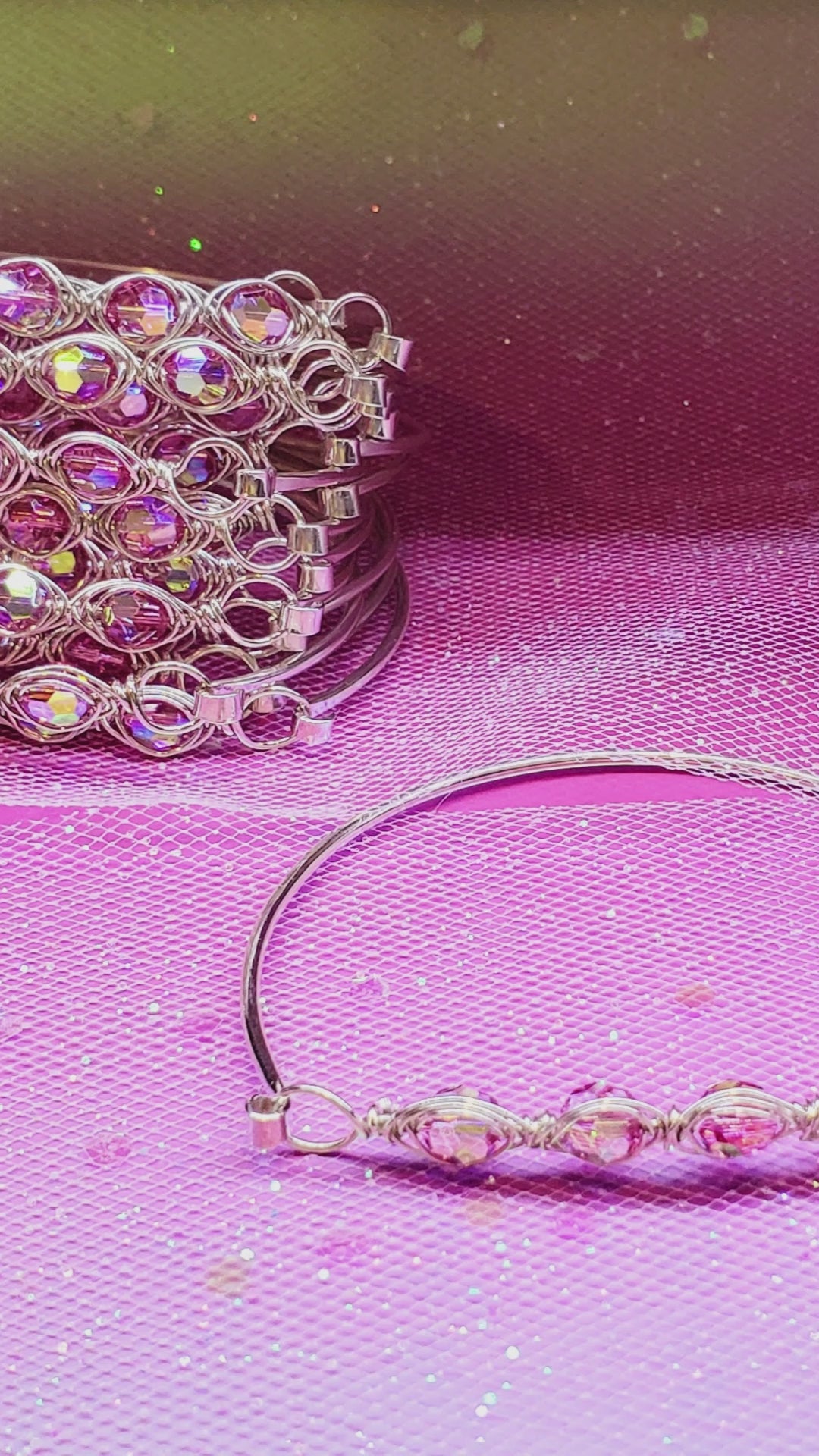 Larger Oval Shaped Swarovski Crystal Bar Bangle Bracelet