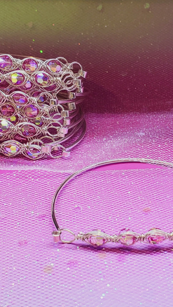 Larger Oval Shaped Swarovski Crystal Bar Bangle Bracelet