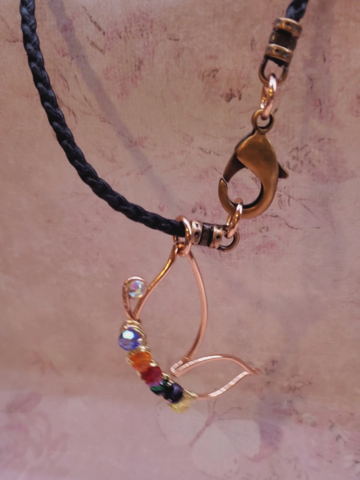 Crystal Wire Wrapped Butterfly Autism Awareness Necklace