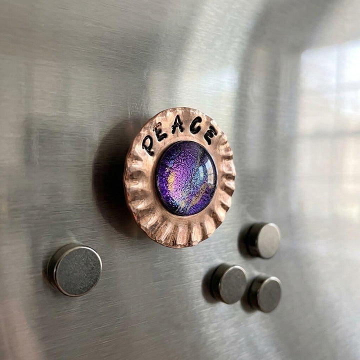 Handmade Stamped Artisan Copper Flower Refrigerator Magnets