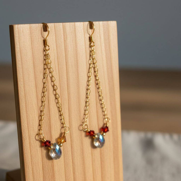 Mystic Rainbow Quartz Drop Gold Filled Earrings