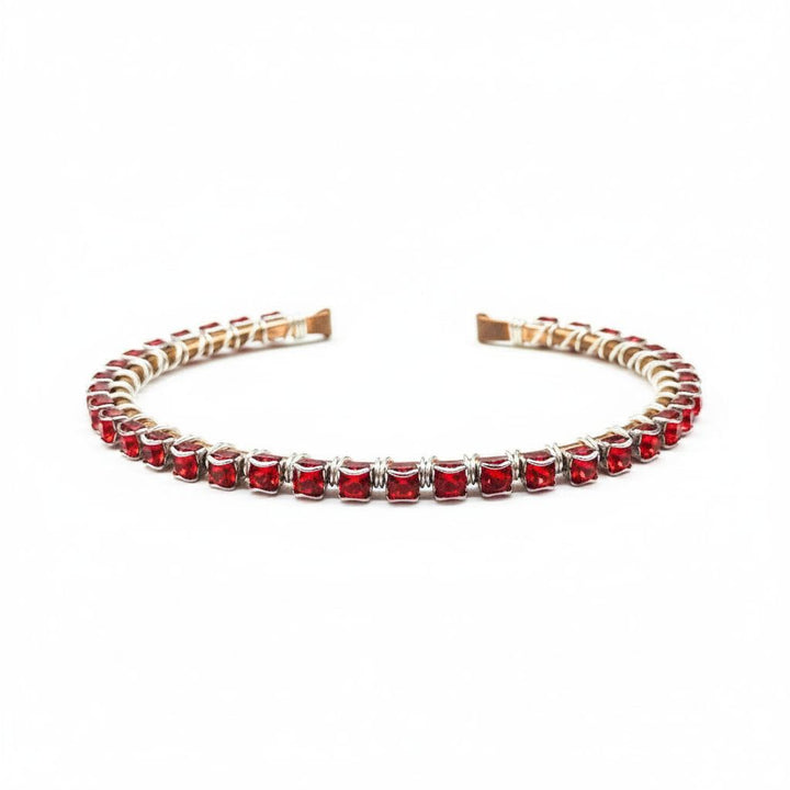 Wire Wrapped Red Crystal Tennis Bracelet Bangle
