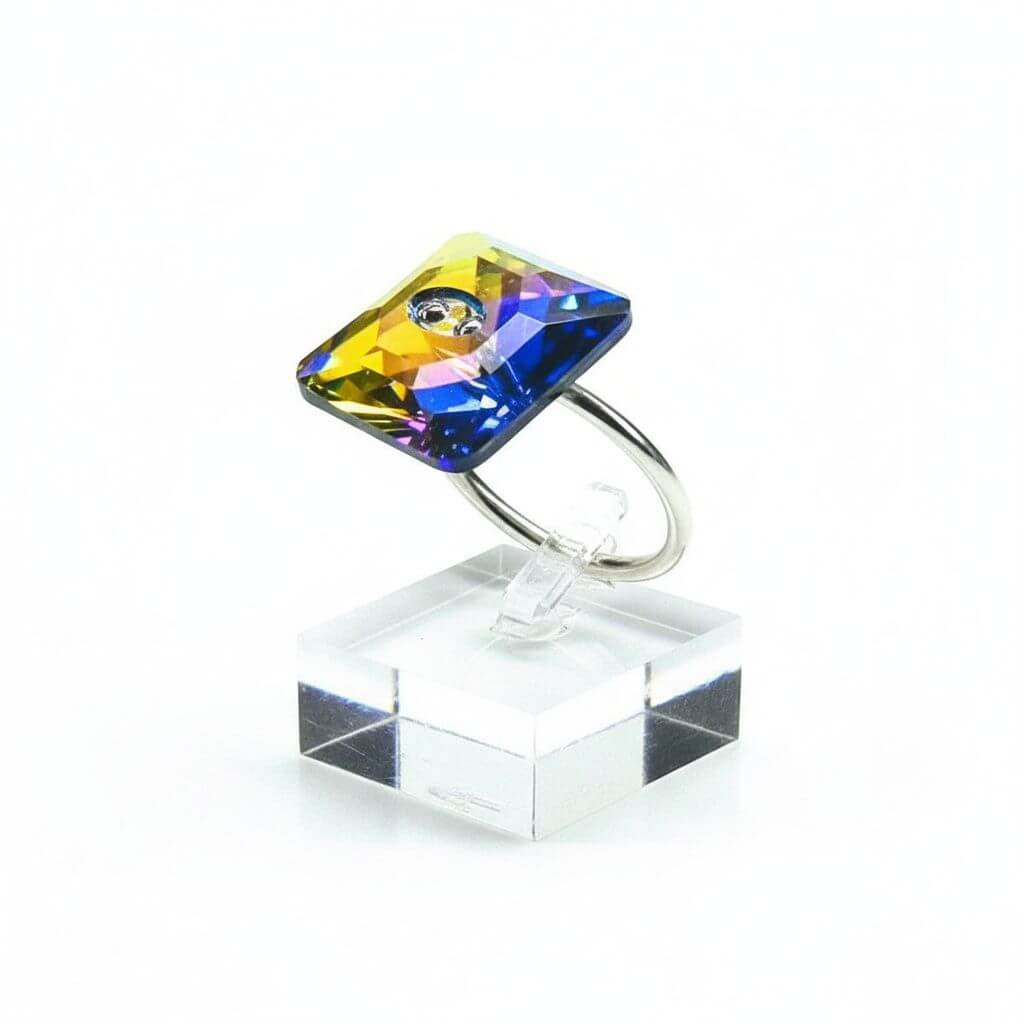 As Seen on Maisie Williams and Asia Monet Ray Silver Super Sparkly Crystal Bling Ring