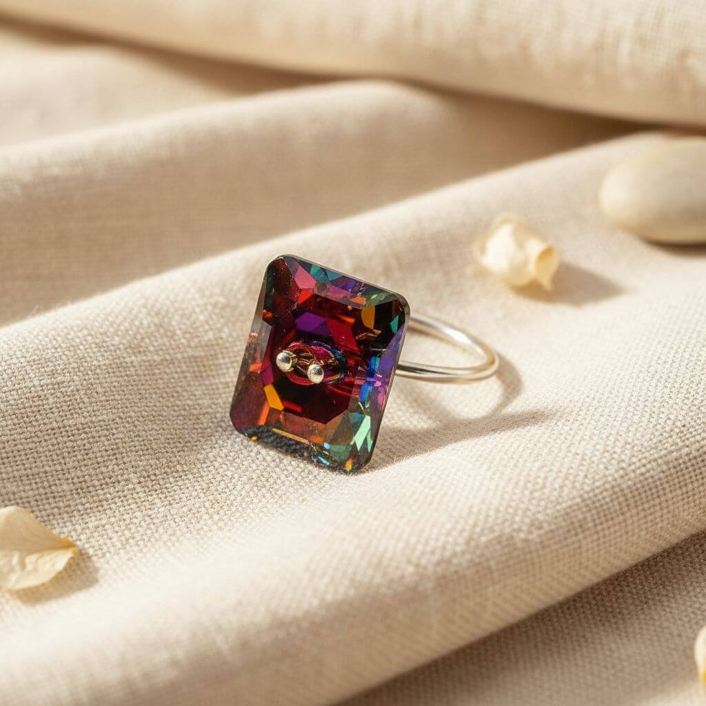 As Seen On TITUSS BURGESS and ASIA MONET RAY Volcano Crystal Button Ring