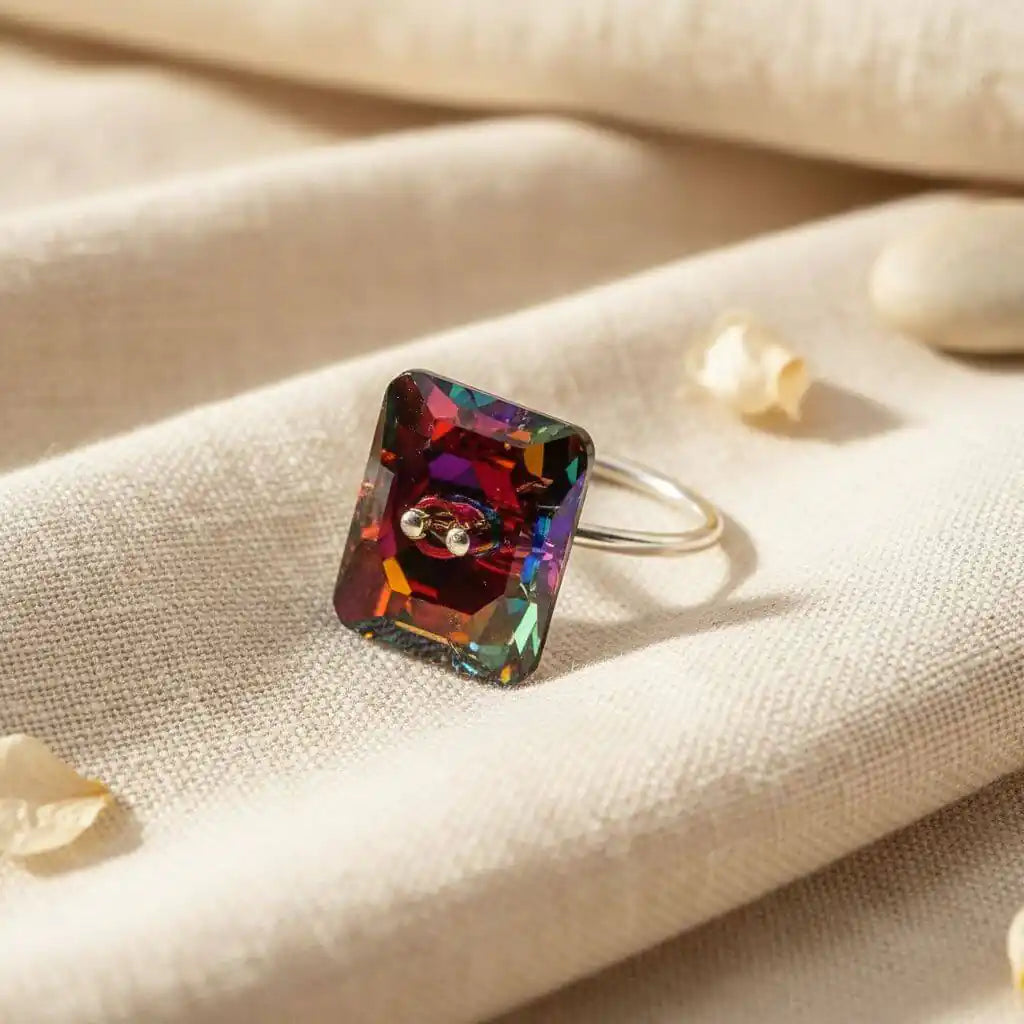 As Seen On TITUSS BURGESS and ASIA MONET RAY Volcano Crystal Button Ring - Alexa Martha Designs