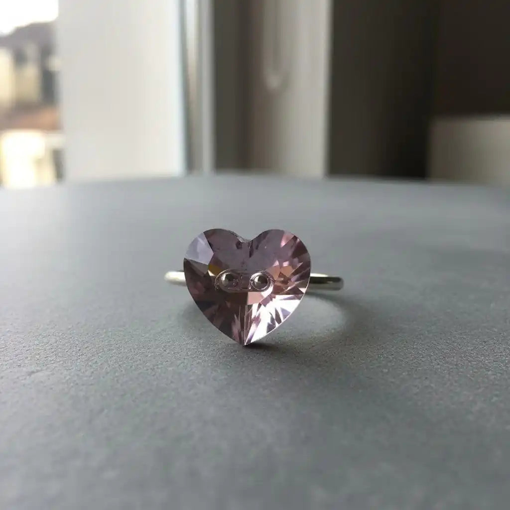 Big Girl Large Light Purple I LOVE YOU Heart Bling Ring featuring a sparkly light purple heart crystal on a silver band.