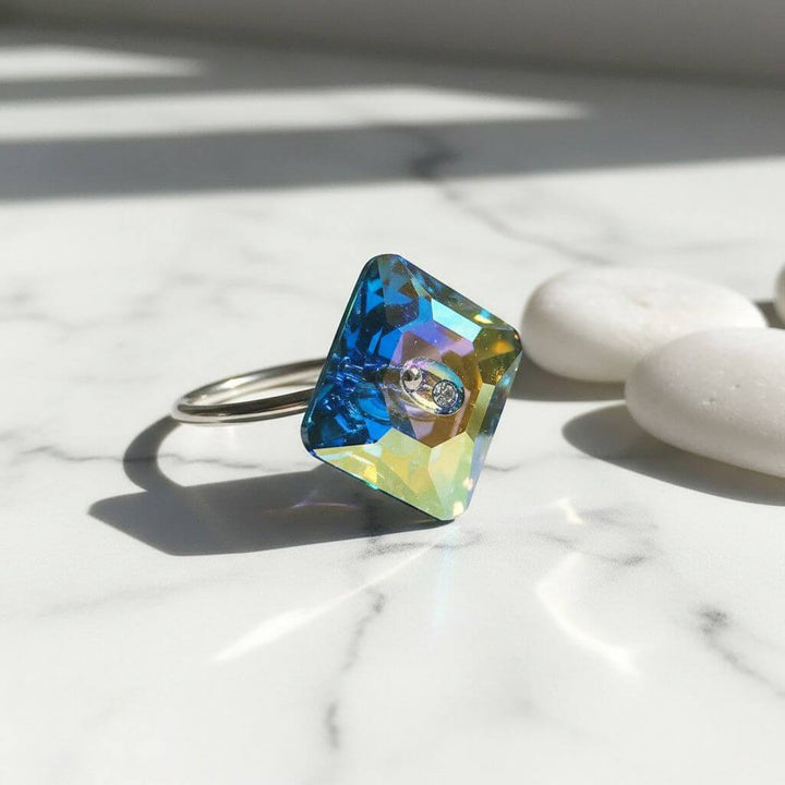 As Seen on Maisie Williams and Asia Monet Ray Silver Super Sparkly Crystal Bling Ring