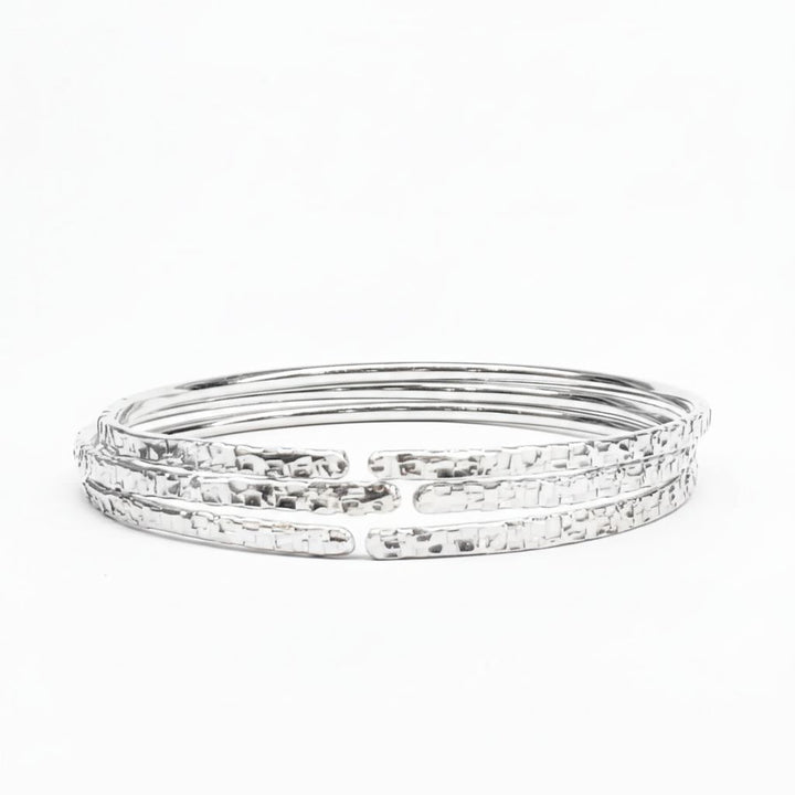 10 Gauge 925 Silver Hammer Textured Bangle