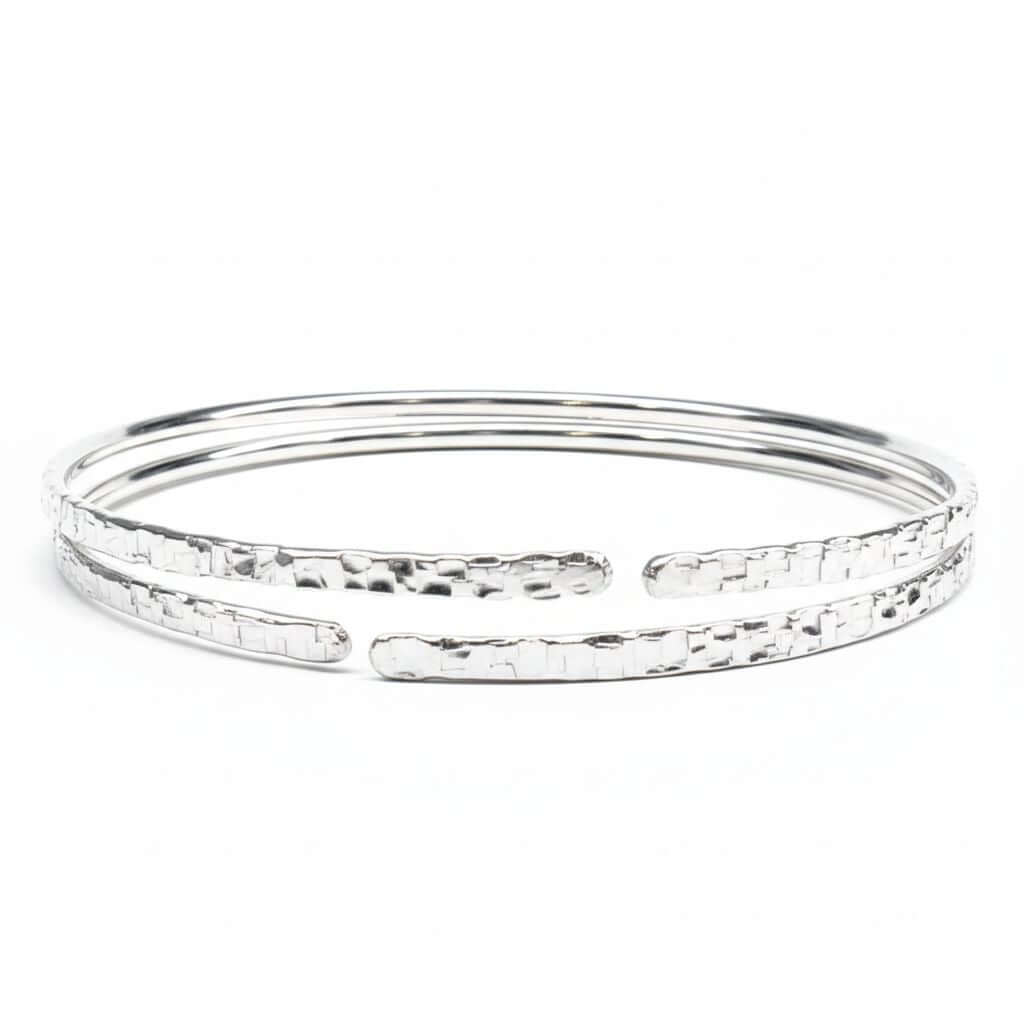 10 Gauge 925 Silver Hammer Textured Bangle – Alexa Martha Designs
