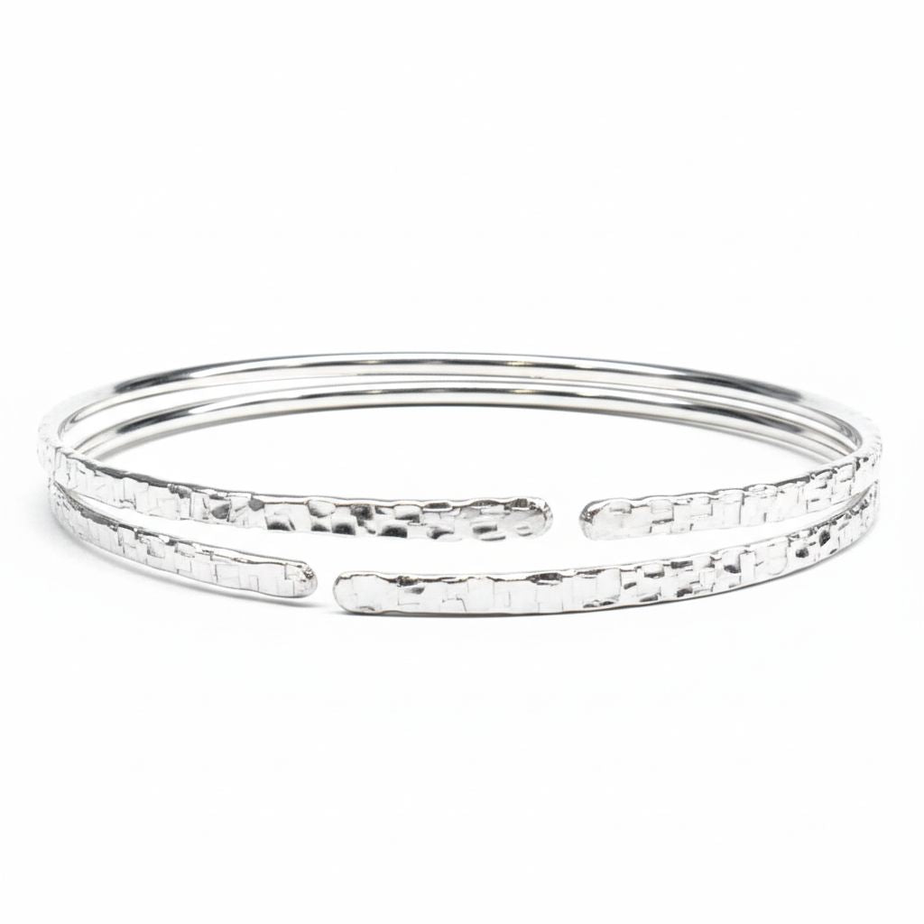 10 Gauge 925 Silver Hammer Textured Bangle