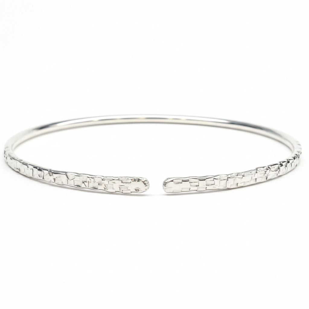 10 Gauge 925 Silver Hammer Textured Bangle