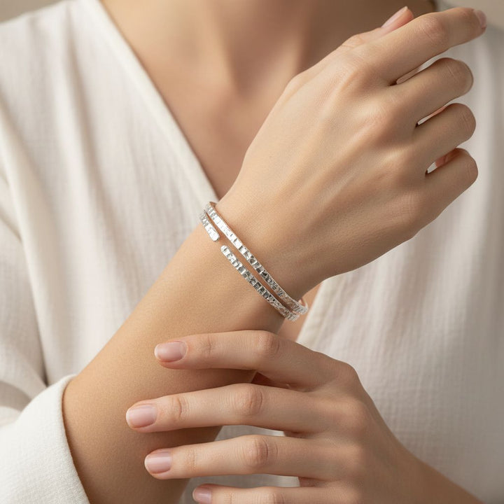 10 Gauge 925 Silver Hammer Textured Bangle