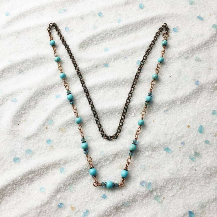 Wire Wrapped 24 Inches Copper Turquoise Necklace
