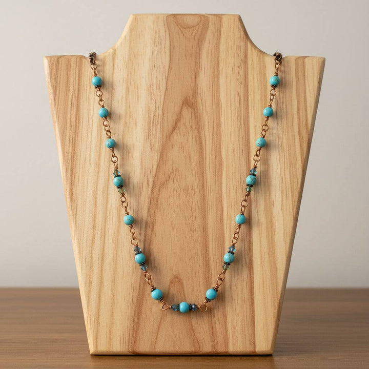 Wire Wrapped 24 Inches Copper Turquoise Necklace