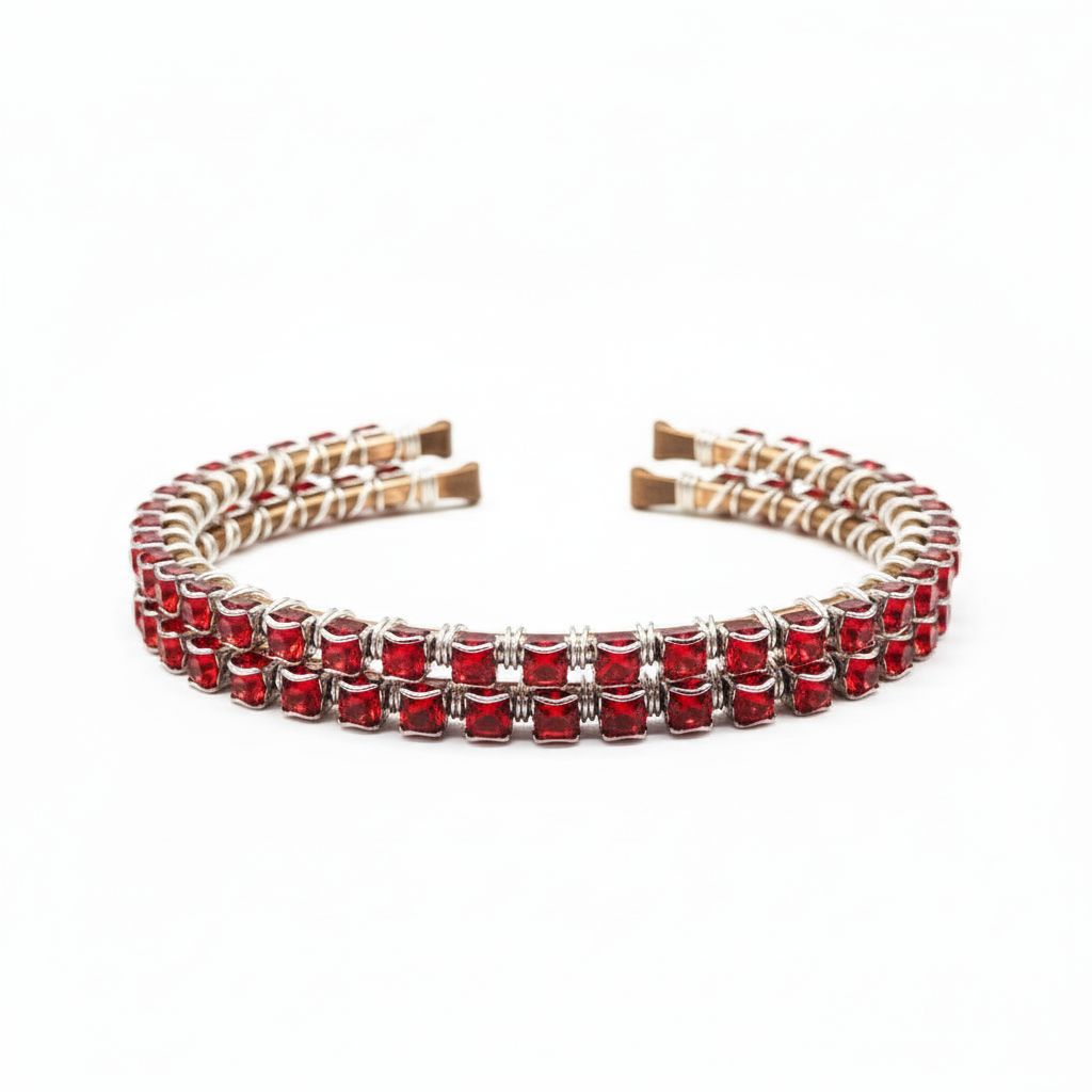 Wire Wrapped Red Crystal Tennis Bracelet Bangle