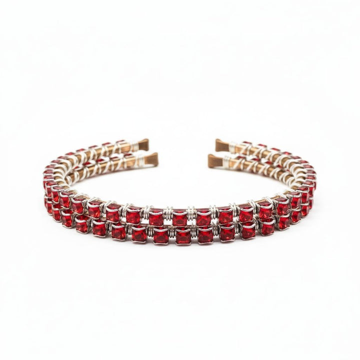 Wire Wrapped Red Crystal Tennis Bracelet Bangle