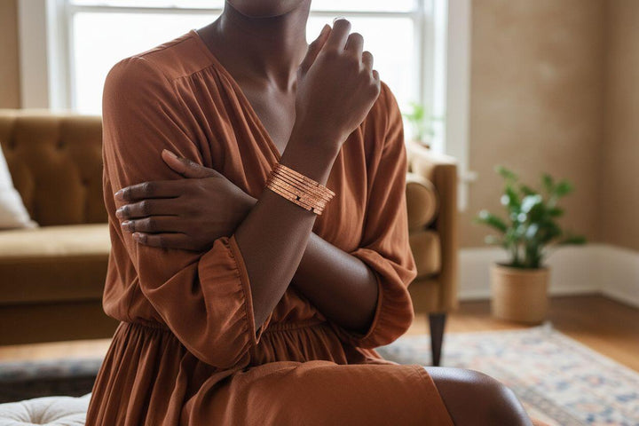 Brides Mag Featured Textured Copper Anniversary Bangle in 4 Sizes