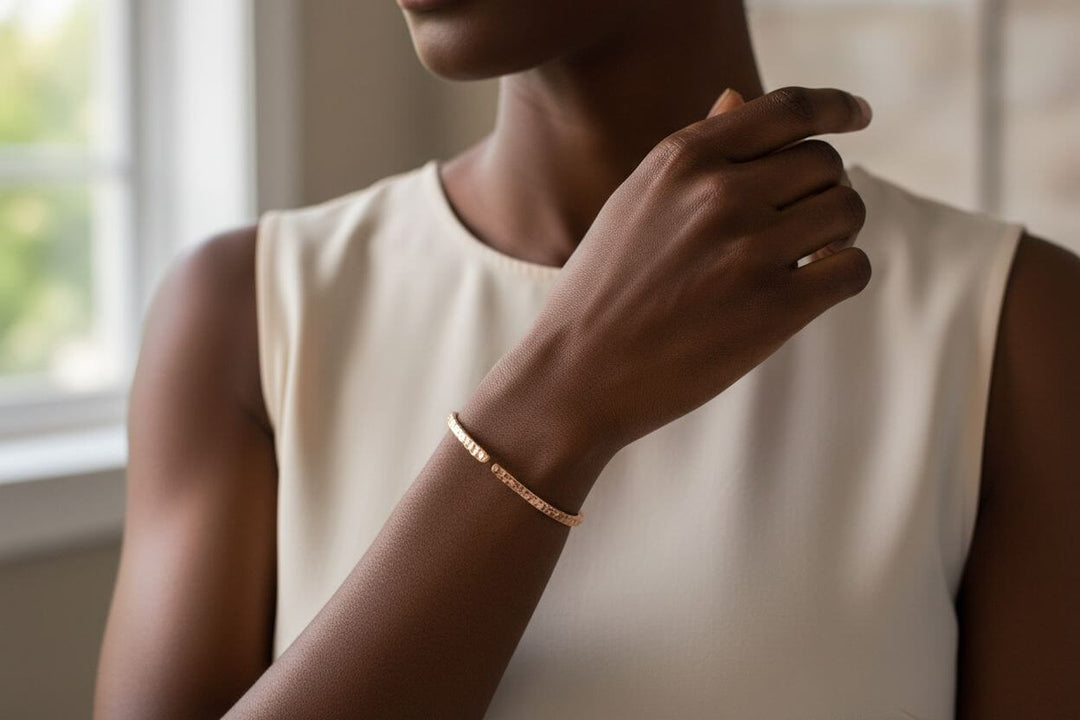 Brides Mag Featured Textured Copper Anniversary Bangle in 4 Sizes