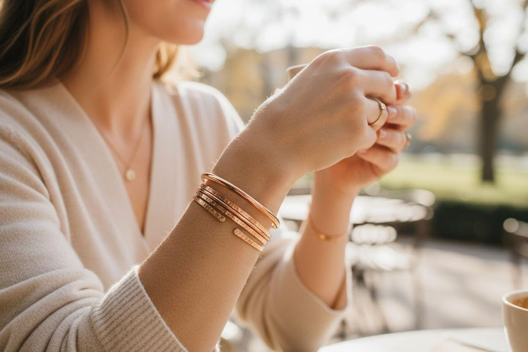 Brides Mag Featured Textured Copper Anniversary Bangle in 4 Sizes