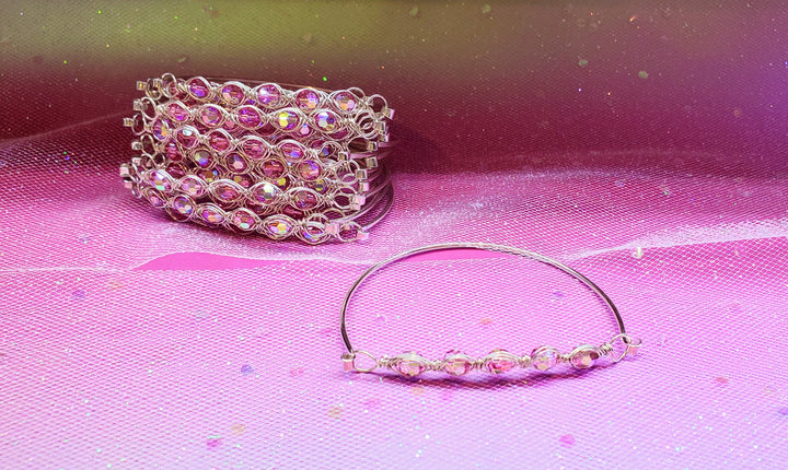Larger Oval Shaped Swarovski Crystal Bar Bangle Bracelet