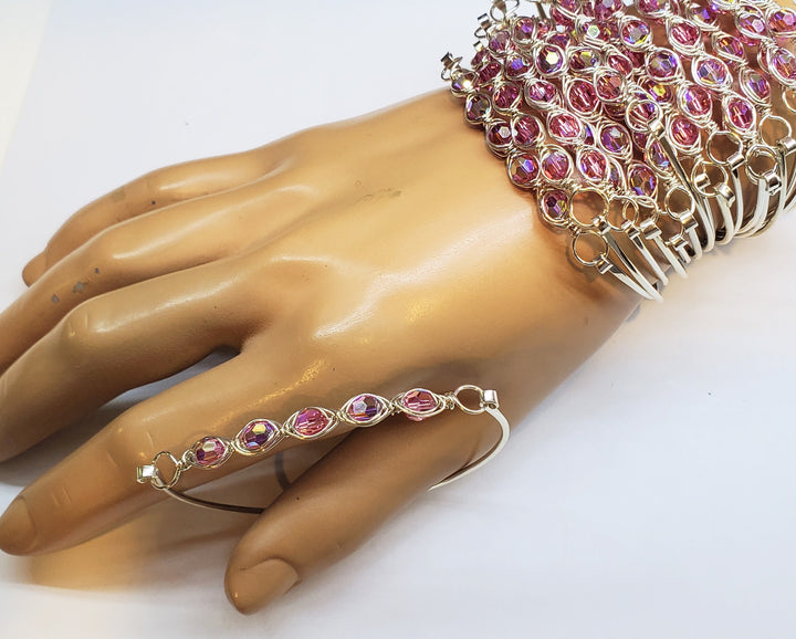 Larger Oval Shaped Swarovski Crystal Bar Bangle Bracelet