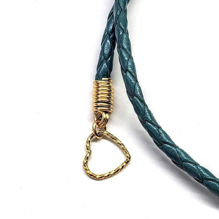 14 K Gold Filled Wire Wrapped Aqua Crystal Teardrop Leather Choker Necklace Alexa Martha Designs