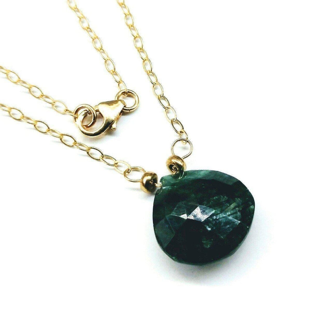 14 KT Gold Filled Emerald Pear Drop Necklace Alexa Martha Designs