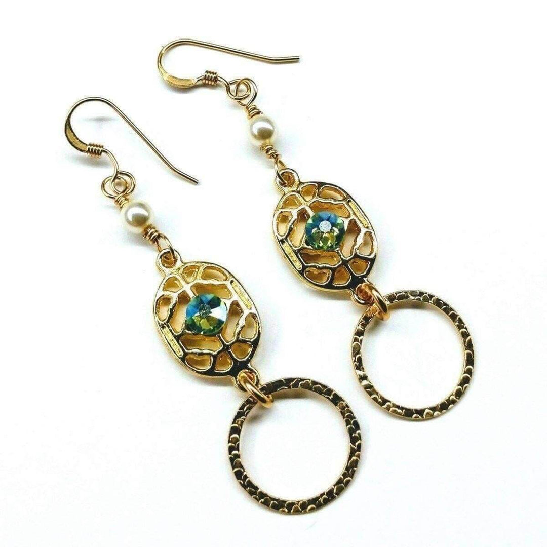 AMD113914 KT Gold Filled Filigree Green Crystal Open Circle EarringsJewelryEarrings$ 82.00Alexa Martha Designs
