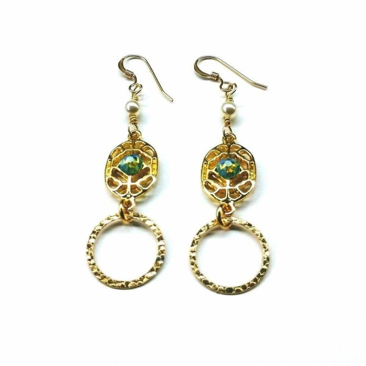 AMD113914 KT Gold Filled Filigree Green Crystal Open Circle EarringsJewelryEarrings$ 82.00Alexa Martha Designs