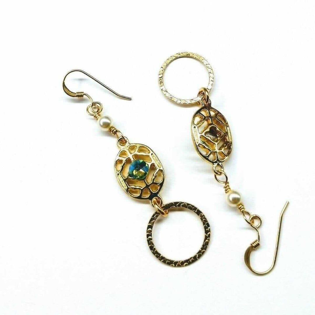 AMD113914 KT Gold Filled Filigree Green Crystal Open Circle EarringsJewelryEarrings$ 82.00Alexa Martha Designs