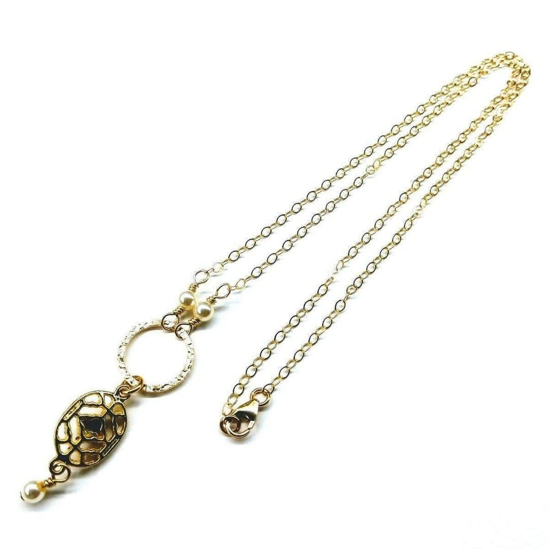 AMD114114 KT Gold Filled Hammered Circle Purple Crystal Filigree Pearl Necklace JewelryNecklace$ 119.00Alexa Martha Designs