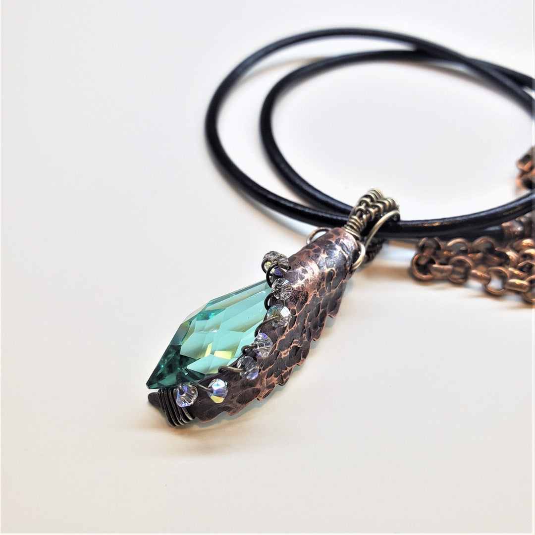 AMD1111 Sculpted Wire Wrap Copper Angel Wing CrystalJewelryNecklace$ 114.00Alexa Martha Designs