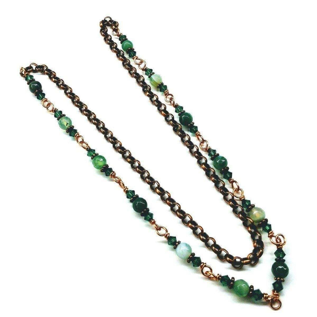 24 Inches Emerald Agate Striped Gemstone Wire Wrapped Necklace Alexa Martha Designs