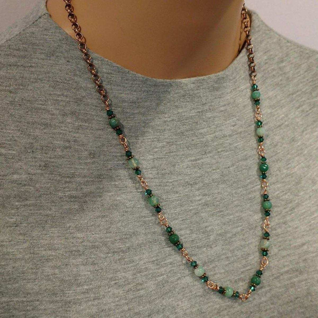 AMD111024-Inch Emerald Agate Striped Gemstone Wire Wrapped NecklaceJewelryNecklace$ 69.00Alexa Martha Designs