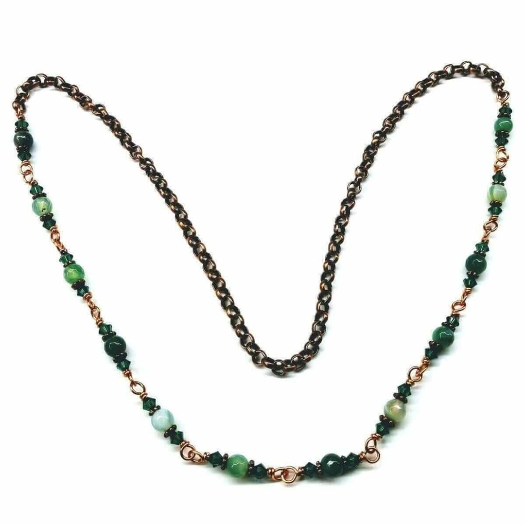 AMD111024-Inch Emerald Agate Striped Gemstone Wire Wrapped NecklaceJewelryNecklace$ 69.00Alexa Martha Designs