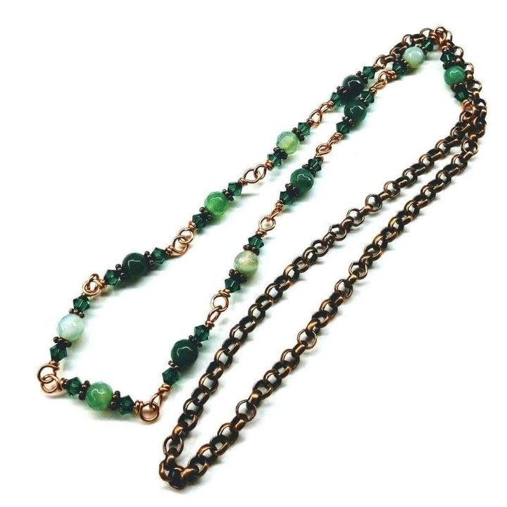 AMD111024-Inch Emerald Agate Striped Gemstone Wire Wrapped NecklaceJewelryNecklace$ 69.00Alexa Martha Designs
