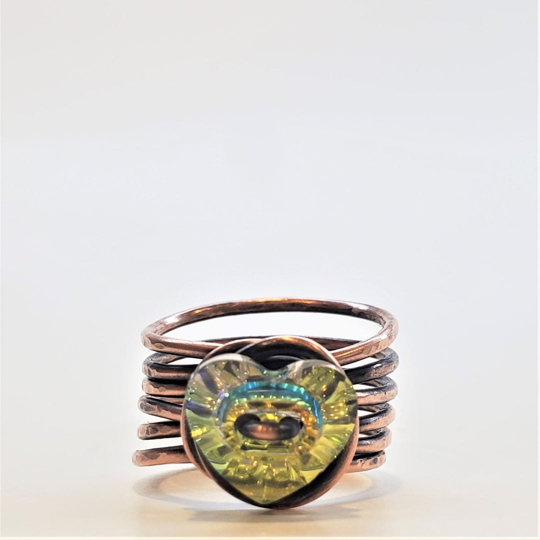 6 Stack Copper Multi Wrap Heart Crystal Bling Ring - Ring - Alexa Martha Designs   