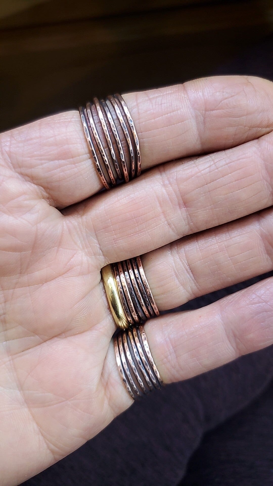 6 Stack Copper Multi Wrap Heart Crystal Bling Ring Alexa Martha Designs