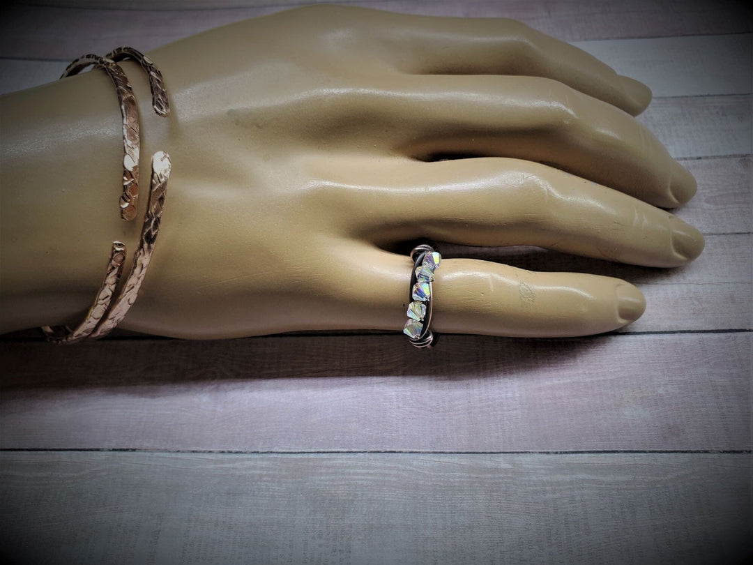 7th Wedding Anniversary Copper Bangle Ring Set - Bangle /Ring Set - Alexa Martha Designs   