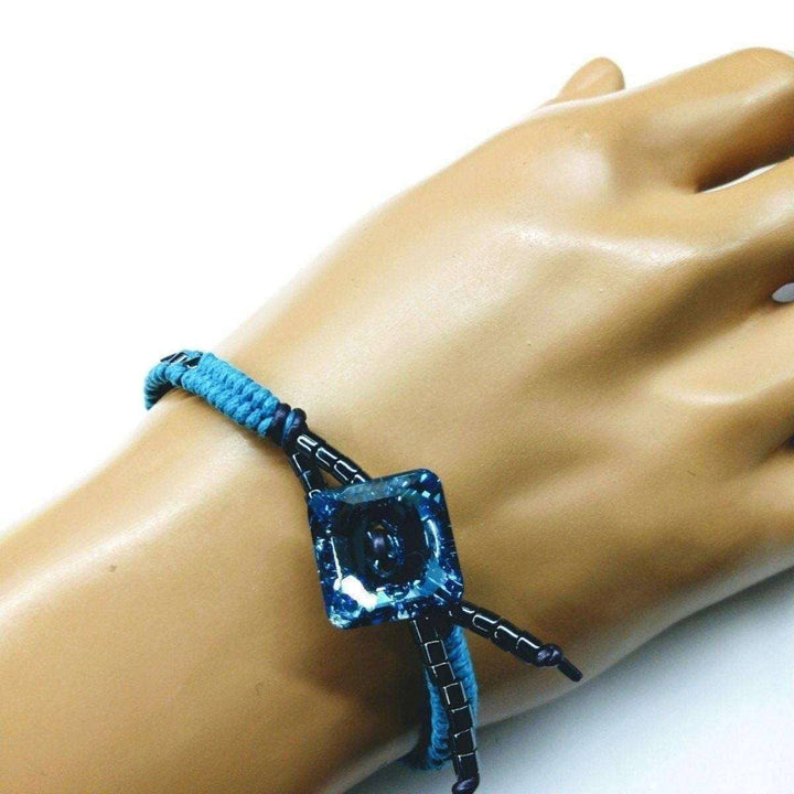 AMD1179 Aqua Hematite Bead Braided Square SwarovskiJewelryBracelet$ 65.00Alexa Martha Designs